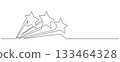 three stars light trail decorative one line drawing 133464328
