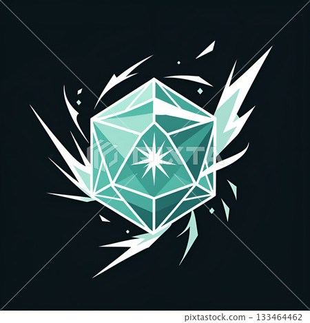 Shimmering geometric crystal bursts with dynamic energy against a dark, mysterious background, perfect for fantasy gaming or abstract design Shimmering geometric crystal bursts with dynamic energy against a dark, mysterious background, perfect for fantasy gaming or abstract design 133464462