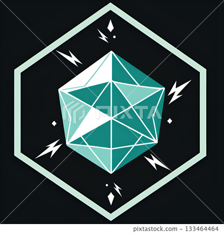Captivating geometric crystal gem radiates modern tech innovation and scientific discovery within a sleek hexagonal frame Captivating geometric crystal gem radiates modern tech innovation and scientific discovery within a sleek hexagonal frame 133464464