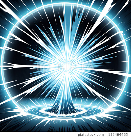 Dynamic blue energy explosion with radiating light bursts and water ripples creates a powerful, abstract cosmic phenomenon Dynamic blue energy explosion with radiating light bursts and water ripples creates a powerful, abstract cosmic phenomenon 133464465