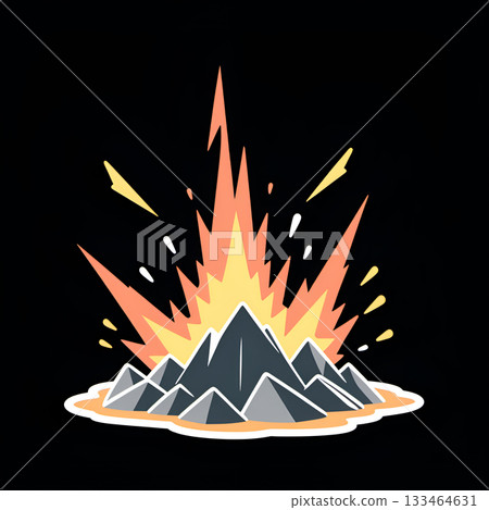 Dynamic mountain eruption with fiery explosion and lightning strikes captures raw power and natural disaster intensity. Dynamic mountain eruption with fiery explosion and lightning strikes captures raw power and natural disaster intensity. 133464631