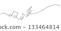 one line drawing of music notes decorative handdrawn 133464814