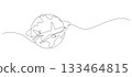 airplane flying around the world one line drawing continuous 133464815