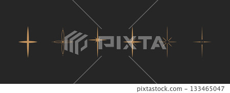 Sparkle stars collection. Elegant star shapes. Shining icons. Flat Vector illustration isolated on black background 133465047