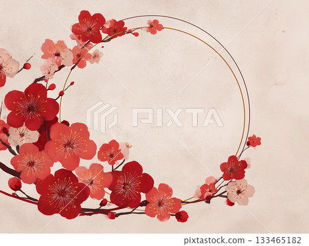 一款現代日式畫框,採用日式紙張紋理、梅花和水引圖案。 一款現代日式畫框,採用日式紙張紋理、梅花和水引圖案。 133465182