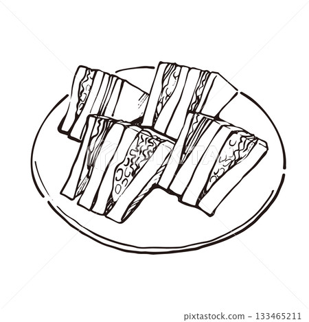 Sandwich line drawing illustration 133465211