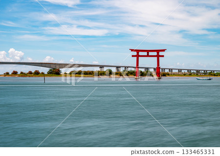 The large torii gate at Bentenjima Seaside Park The large torii gate at Bentenjima Seaside Park 133465331