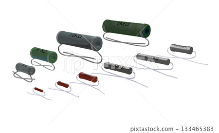 Retro Electronic Components Series (A collection of resistors used in the Showa era: bent lead wire type) PNG image 133465383