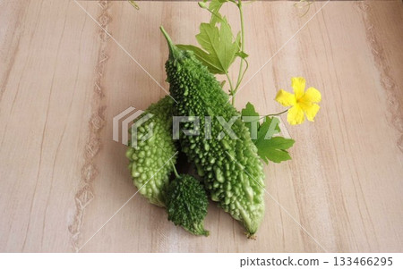 Bitter melon grown in a balcony garden Bitter melon grown in a balcony garden 133466295