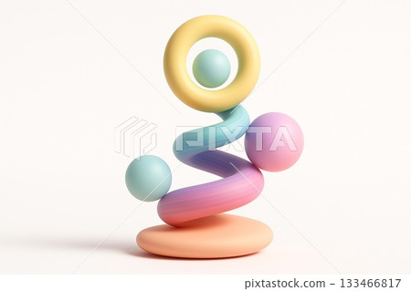 Abstract balanced structure expressed in soft pastel colors 133466817