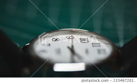 Elegant classic watch showing time up close. 133467281