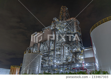 Biomass power plant night view 133467303