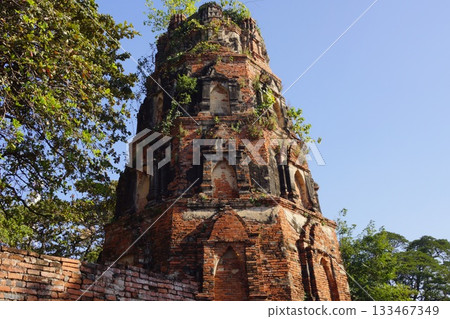 Thailand Ayutthaya Ayutthaya Historical Park Wat Mahathat Pagoda Thailand Ayutthaya Ayutthaya Historical Park Wat Mahathat Pagoda 133467349