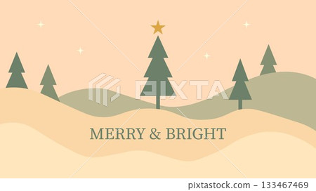 Merry and Bright Minimal Christmas Landscape Merry and Bright Minimal Christmas Landscape 133467469