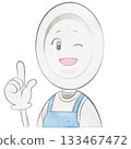 Plate character wearing an apron (pointing and winking brightly) 133467472