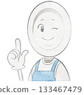 Plate character wearing an apron (pointing and winking) 133467479