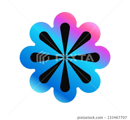 Star shape hologram retro Y2K sticker or symbol. Metallic color hologram Y2K sticker, reflective foil vector tag. Gradient chrome holographic label with abstract geometric shape or figure 133467707