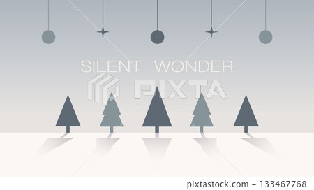 Silent Winter Forest with Hanging Ornaments 133467768