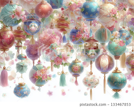 傳統新年玩具（如陀螺和打仗玩具）的無縫圖案 133467853