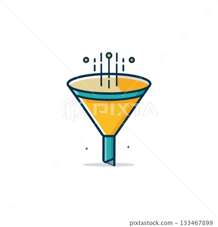 Data funnel illustration depicting filtering processing and conversion for website design or Data funnel illustration depicting filtering processing and conversion for website design or 133467899