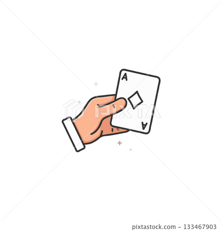 Conceptual design of hand presenting ace of diamonds card, representing chance, skill and Conceptual design of hand presenting ace of diamonds card, representing chance, skill and 133467903