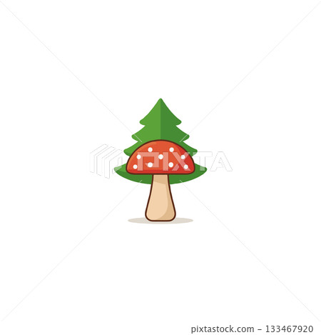 Whimsical fungal abode in verdant forested environment creates a magical natural illustration for Whimsical fungal abode in verdant forested environment creates a magical natural illustration for 133467920