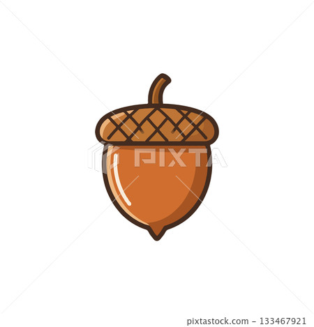 Stylized acorn illustration with clean lines perfect for autumn themed designs and nature inspired 133467921