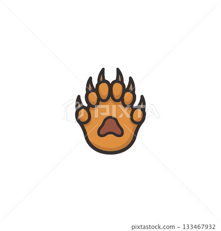 A stylized depiction of animal paw, illustrating strength, representing wildlife, or nature themed A stylized depiction of animal paw, illustrating strength, representing wildlife, or nature themed 133467932