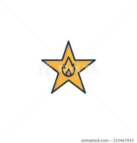 Illuminated star with burning flame, a symbol of achievement and exceptional performance or 133467933