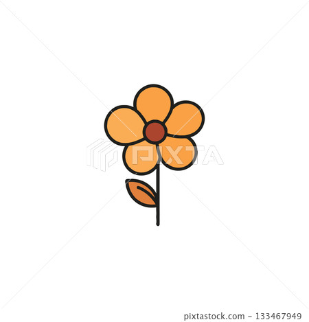 A simple flower illustration shows the beauty of nature through an abstract representation A simple flower illustration shows the beauty of nature through an abstract representation 133467949