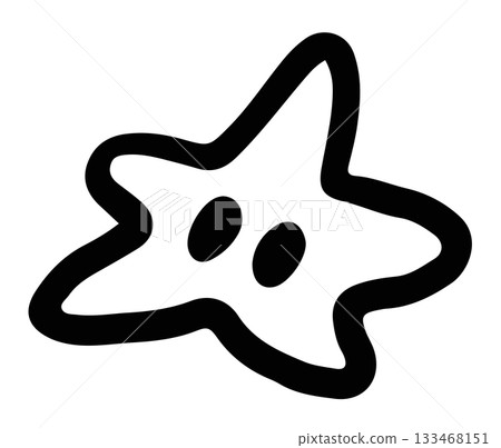 Hand drawn star outline for decoration, sticker, icon, tattoo, cute patches, brooch, shirt print, plush toy, doll, kids, children, Christmas tree, ornament, sky and cloud, cartoon character, comic 133468151