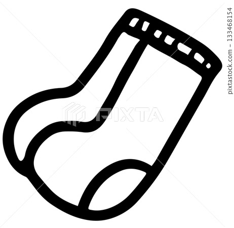 Hand drawn Santa sock outline for Christmas and New Year decoration, ornament, card print, sticker, festive winter, cute patches, shirt print, happy holiday, department store, brooch, pin, costume Hand drawn Santa sock outline for Christmas and New Year decoration, ornament, card print, sticker, festive winter, cute patches, shirt print, happy holiday, department store, brooch, pin, costume 133468154
