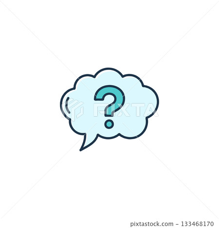 Stylized question mark cloud evoking inquiry reflection representing uncertainty problem solving 133468170