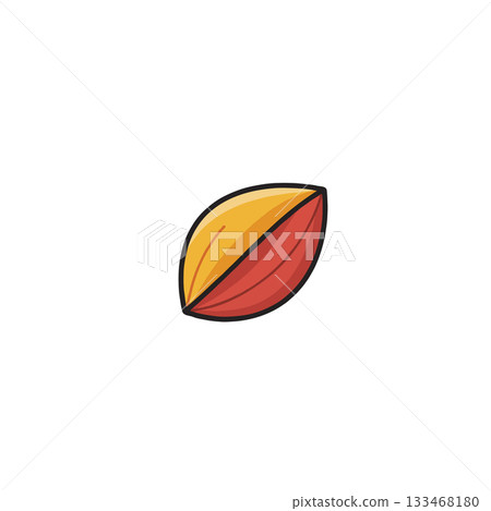 Stylized rendering of a vibrant cocoa pod featuring dual-tone color division with artistic Stylized rendering of a vibrant cocoa pod featuring dual-tone color division with artistic 133468180