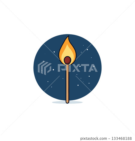 Stylized matchstick ignites against a starry night backdrop creating a captivating luminescence of Stylized matchstick ignites against a starry night backdrop creating a captivating luminescence of 133468188