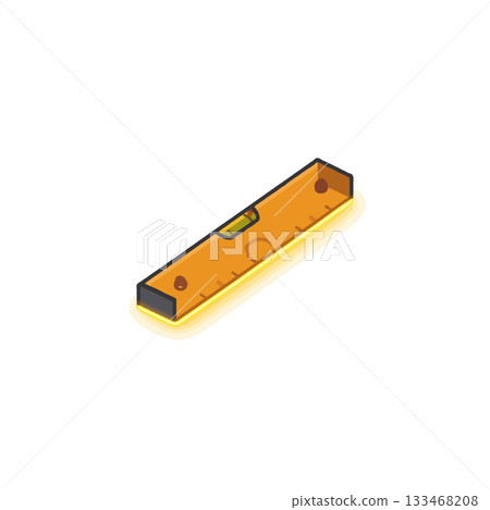 A cartoon level construction tool accurately displays balance for precise building and woodworking A cartoon level construction tool accurately displays balance for precise building and woodworking 133468208