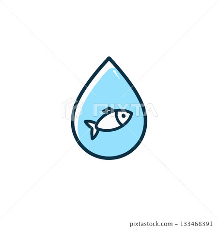 Symbolic illustration of water conservation with fish protection and preservation for ecological 133468391