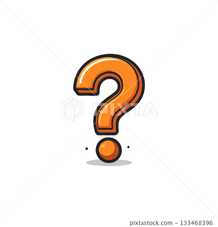 Illustration showcasing an orange question mark that emphasizes the uncertainty and seeking Illustration showcasing an orange question mark that emphasizes the uncertainty and seeking 133468396