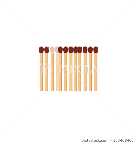 Illuminating safety ignition wood sticks arranged a single pale match symbolizing different Illuminating safety ignition wood sticks arranged a single pale match symbolizing different 133468403