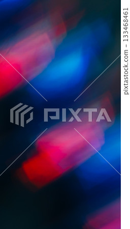 Neon bokeh glow. Ray leak. Bright red blue prism color sparks twinkle mix. Illuminated abstract art shimmering on black background. 133468461