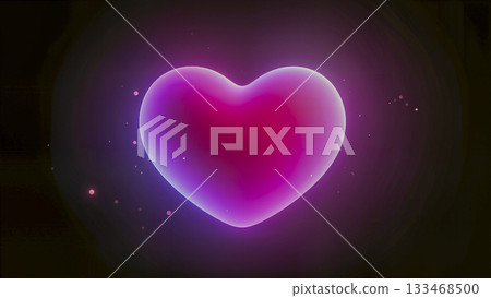 A glowing neon heart on a black background. A symbol of love, romance, and health. A glowing neon heart on a black background. A symbol of love, romance, and health. 133468500