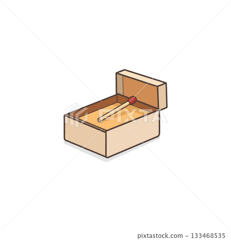 Minimalist depiction of a matchbox with a single match, conveying concepts of potential energy, Minimalist depiction of a matchbox with a single match, conveying concepts of potential energy, 133468535