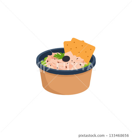 Appetizing dip with crackers offering a tasty snack for healthy eating showcasing simple food 133468656