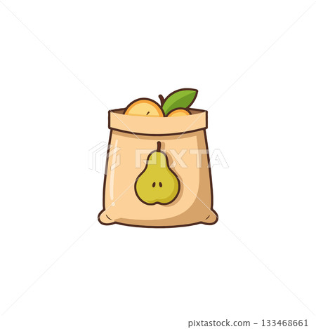 Illustration of a brimming sack containing fresh ripe fruits offering a healthy lifestyle with Illustration of a brimming sack containing fresh ripe fruits offering a healthy lifestyle with 133468661