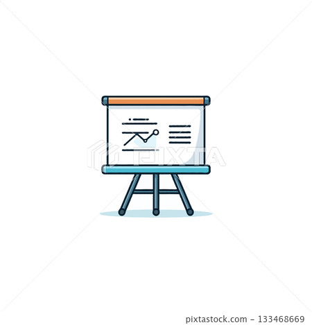 Illustration depicting presentation easel with rising line graph ideal for business meetings and 133468669