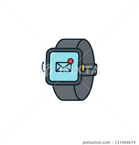Wearable connectivity illustrates a new email, an abstract representation for receiving messages 133468674