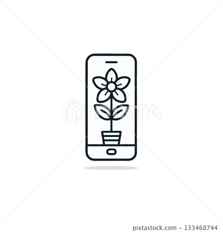 Conceptual blossom growth application symbol, representing innovation, sustainable tech and mobile Conceptual blossom growth application symbol, representing innovation, sustainable tech and mobile 133468744