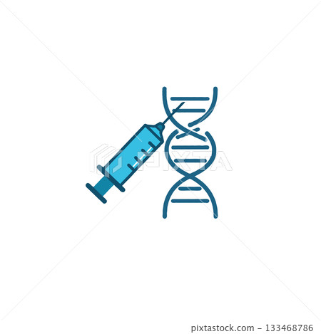 Medical advancement visualization representing genetic engineering with syringe concept 133468786
