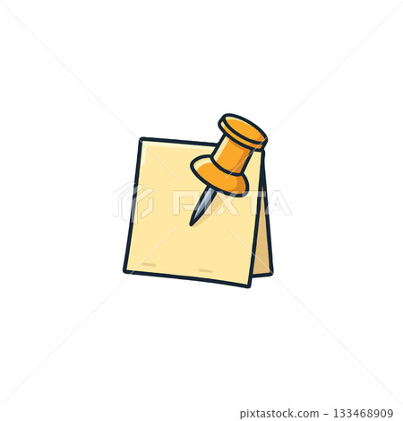 Yellow sticky note attached with a gold thumbtack for a quick reminder or message documentation to 133468909
