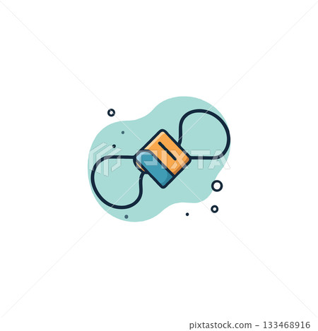 Minimalist illustration displaying a stylized wrapped present with ribbon on a soft aqua backdrop Minimalist illustration displaying a stylized wrapped present with ribbon on a soft aqua backdrop 133468916